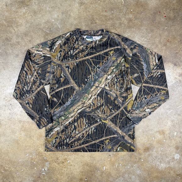 Mossy Oak Shadow Branch Camo Long Sleeve T-Shirt Y2K Men’s Medium Vintage - Picture 1 of 10